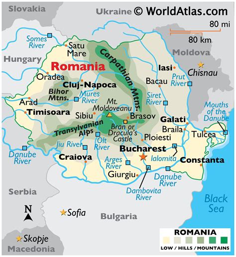 geographical map of romania